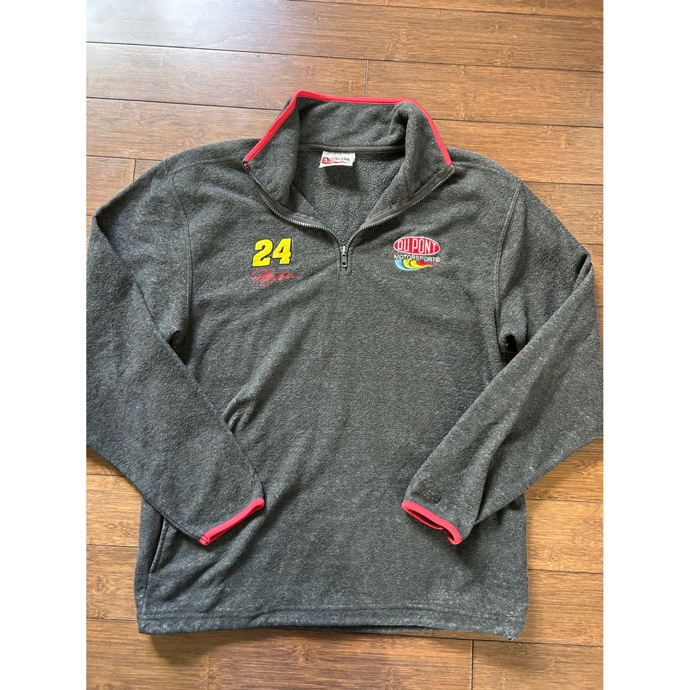 Chase Authentics Jeff Gordon 24 DuPont NASCAR Fleece Quarter Zip Gray Small